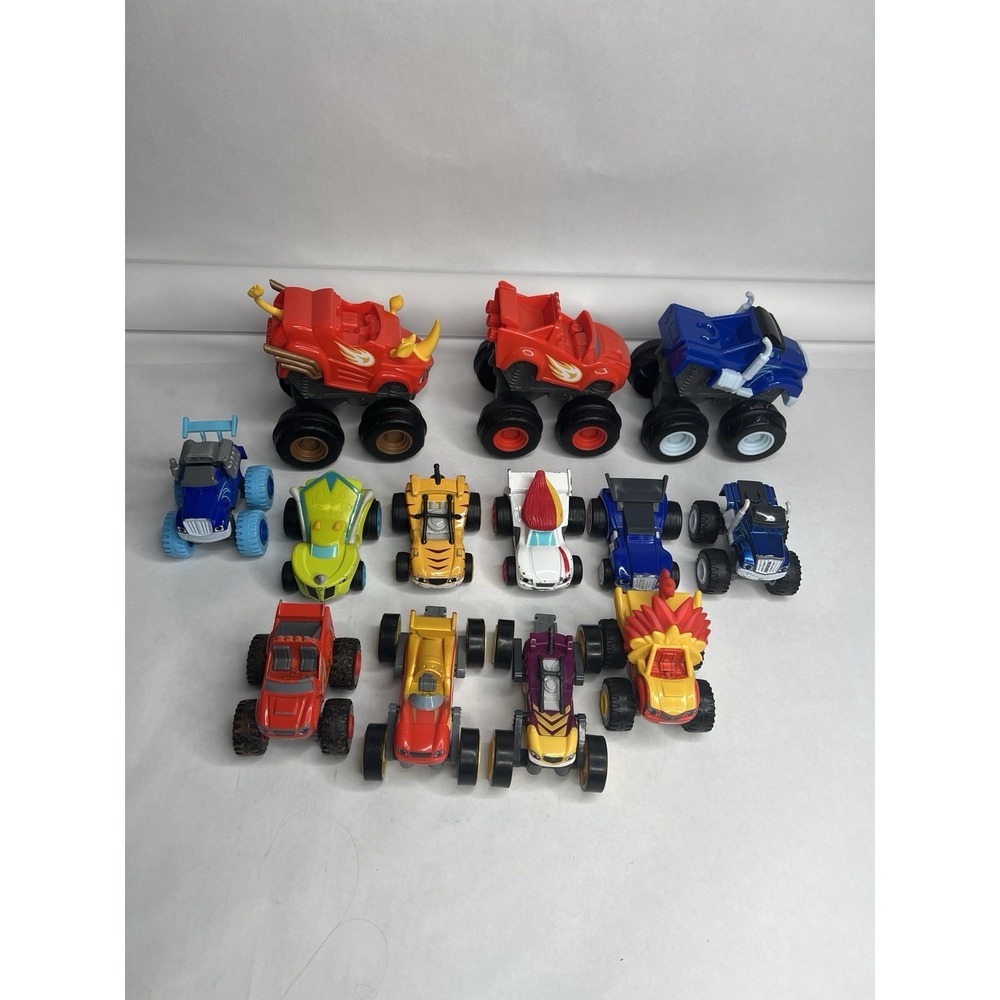 Blaze and the Monster Machines Trucks Lot of 13 Large, Die Cast, Flip Turn